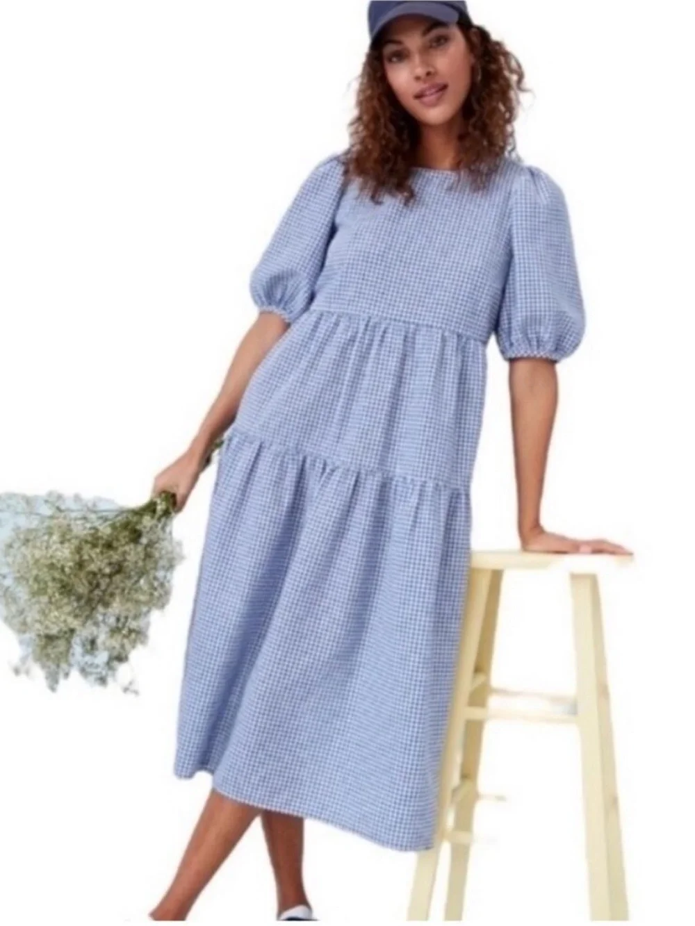 blue gingham dress old navy Old Navy Blue Gingham Mini Wrap Dress